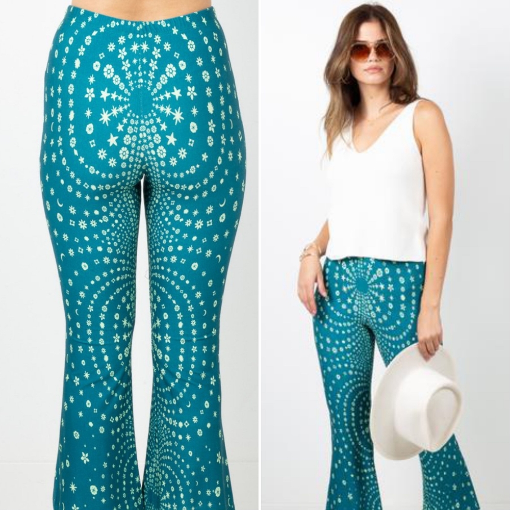 New novella royale janis bells aqua haze legging L teal turquoise leggings pants